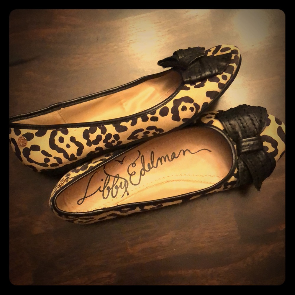 Leopard print flats with black bow